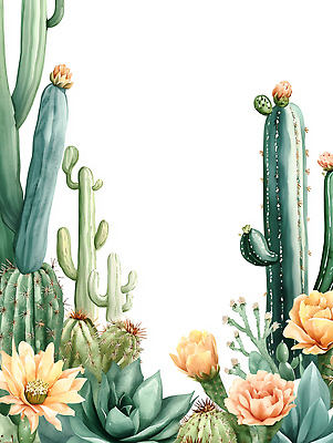 JPG 식물 디자인 꽃 화초 예술 백그라운드 일러스트 자연 생명 선인장 풍경 초원 정원 주황색 사막 식물원 조화 뷰티풀 국내일러스트 AI일러스트 AI콘텐츠 컬러 생태계 파일형식