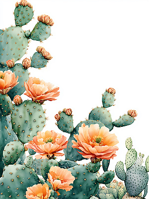 JPG 식물 꽃 일러스트 자연 날씨 선인장 풍경 초원 햇빛 자연보호 정원 생태계 식물원 화사함 조화 뷰티풀 오렌지꽃 국내일러스트 AI일러스트 AI콘텐츠 컨셉 태양 보호 파일형식