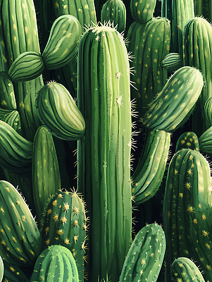 JPG 식물 일러스트 자연 바람 날씨 열대 선인장 초록색 햇빛 환경 사막 생태계 다육식물 뷰티풀 국내일러스트 AI일러스트 AI콘텐츠 자연요소 컬러 태양 파일형식