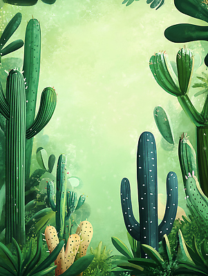 JPG 식물 백그라운드 일러스트 자연 선인장 풍경 초록색 환경 원근감 사막 성장 생태계 조화 뷰티풀 국내일러스트 AI일러스트 AI콘텐츠 뷰포인트 컬러 파일형식