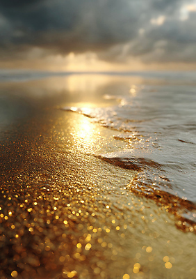 JPG 편집이미지 모래 파도 바다 자연 아침 조명 풍경 해변 햇빛 태양 반사 고요 잔물결 수평선 편집실사 AI포토 AI콘텐츠 주간 자연요소 물결 CG 생태계 파일형식