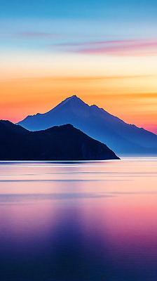 JPG 편집이미지 바다 컬러 자연 하늘 산 풍경 일출 고요 일몰 저녁 조용 뷰티풀 경관 편집실사 AI포토 AI콘텐츠 노을 야간 CG 생태계 파일형식