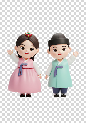 편집이미지 캐릭터 한국전통 전통 디자인 옷 기념일 문화 컬러 한국 누끼 축제 한복 PNG 손흔들기 아시아 모션 이벤트 전통의상 파일형식