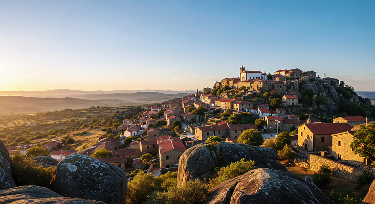 JPG 편집이미지 자연 하늘 풍경 건물 마을 일몰 돌_바위 저녁 언덕 조화 기온 산악마을 편집실사 AI포토 AI콘텐츠 건축물 날씨 노을 야간 CG 생태계 파일형식