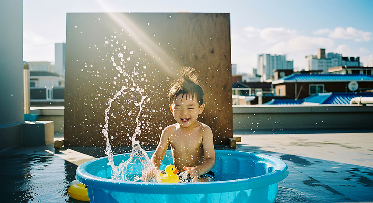 JPG 편집이미지 행복 어린이 물놀이 웃음 일상 여름 태양 수영 소리 반팔티셔츠 놀이터 옥상 즐거움 의료성형뷰티 편집실사 AI포토 AI인물포토 AI콘텐츠 자연요소 계절 감정 티셔츠 놀이 표정 사람 라이프 수상스포츠 CG 파일형식
