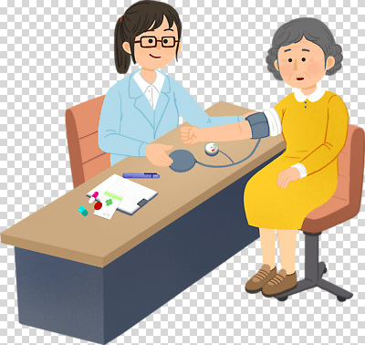 감정 비즈니스 의학 의료기기 성인 의료진 혈압 파일형식 간호사 노년 건강 진료 사무실 혈압계 걱정 치료 시술 예방 의사소통 상담 편집이미지 PNG