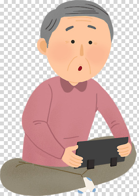 감정 컨셉 모션 표정 성인 라이프 전자제품 스마트기기 파일형식 노년 태블릿 놀람 앉기 기술 일상 평화 심플 소통 연령 편집이미지 PNG