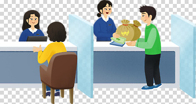 편집이미지 돈 봉투 대화 미소 금융 거래 업무 고객 직원 서비스 은행 상담 PNG 요청 입금 표정 말하기 경제 작업 재산 파일형식 모션