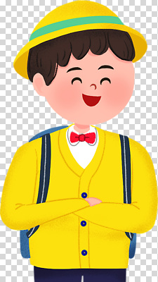 편집이미지 캐릭터 모자 행복 어린이 가방 학교 미소 웃음 소년 햇빛 노란색 귀여움 스웨터 외출 일과 PNG 잡화 교육 남자 감정 컬러 컨셉 상의 표정 사람 태양 파일형식