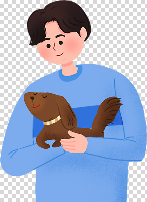 동물 편집이미지 남자 행복 안기 따뜻함 표정 사랑 반려동물 갈색 강아지 포근함 그림 PNG 소통 감정 컬러 컨셉 모션 사람 감각 개 파일형식