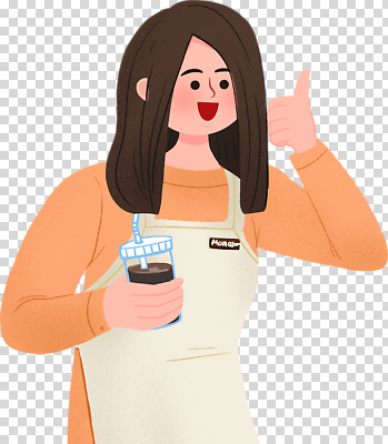 편집이미지 직업 여자 행복 커피 음료 따뜻함 미소 일상 주황색 카페 즐거움 따봉 아르바이트 PNG 긍정적 감정 컬러 표정 사람 라이프 상점 엄지손가락 최고 파일형식 손가락 생활 손 신체부위