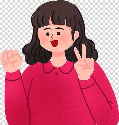 편집이미지 캐릭터 헤어스타일 여자 분홍색 포즈 표정 웃음 손짓 기쁨 파마 스웨터 PNG 긍정적 감정 컬러 상의 모션 사람 파일형식 옷