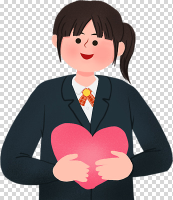 편집이미지 캐릭터 여자 감정 분홍색 사랑 미소 정장 귀여움 하트 마음 표현 PNG 긍정적 모양 옷 컬러 컨셉 표정 사람 파일형식
