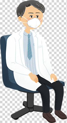 편집이미지 남자 의자 의학 건강 병원 마스크 진료 환자 의사 대기 의사가운 전문직 준비 PNG 차분 직업 가구 컨셉 사람 의료진 가운 파일형식