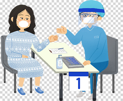 편집이미지 여자 탁자 건강 대화 마스크 안전 의료진 의사 보호 상담 예방 PNG 방역 직업 가구 컨셉 의학 말하기 사람 파일형식