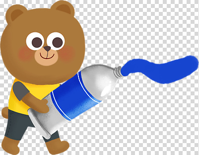 편집이미지 캐릭터 예술 곰 모션 파란색 귀여움 물감 표현 색칠 즐거움 그림 PNG 창의력 아기자기 동물 감정 컬러 컨셉 포유류 미술도구 파일형식