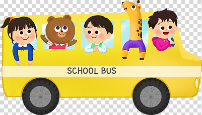 교육 인형 육상교통 컬러 컨셉 휴식 버스 표정 파일형식 스쿨버스 곰인형 기린인형 이동 노란색 자동차 동화 웃음 놀이 산책 유치원 감정 편집이미지 PNG