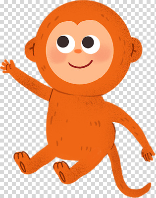 동물 편집이미지 캐릭터 손 행복 놀이 표정 웃음 귀여움 주황색 원숭이 춤 PNG 감정 컬러 컨셉 포유류 문화예술 신체부위 파일형식