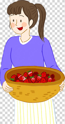 계절 산업 농업 과일 표정 사람 파일형식 딸기 바구니 수확 여자 미소 신선 수집 시골 농장 여름 채소 편집이미지 PNG