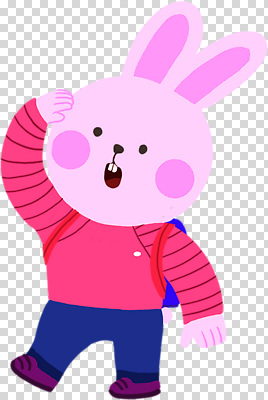 편집이미지 캐릭터 분홍색 가방 동화 걷기 귀여움 토끼 스웨터 즐거움 이미지 PNG 생동감 잡화 감정 컬러 컨셉 상의 포유류 모션 반려동물 파일형식