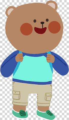 편집이미지 캐릭터 디자인 컬러 티셔츠 반바지 곰 밝음 미소 웃음 귀여움 PNG 동물 컨셉 셔츠 바지 포유류 표정 파일형식