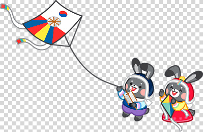 동물 편집이미지 캐릭터 전통 명절 문화 컬러 크리스마스 놀이 한국 풍경 토끼 즐거움 연날리기 PNG 기념일 감정 아시아 포유류 반려동물 전통놀이 파일형식