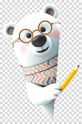 잡화 교육 감정 컨셉 곰 학용품 미술 필기구 파일형식 북극곰 연필 안경 목도리 동물 그림 귀여움 디자인 학습 캐릭터 즐거움 스케치 편집이미지 PNG