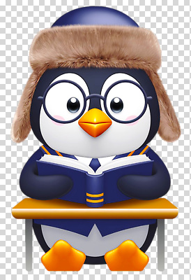 잡화 교육 가구 컨셉 모션 조류 파일형식 펭귄 책 읽기 모자 안경 귀여움 캐릭터 디자인 책상 학습 학생 동물 편집이미지 PNG