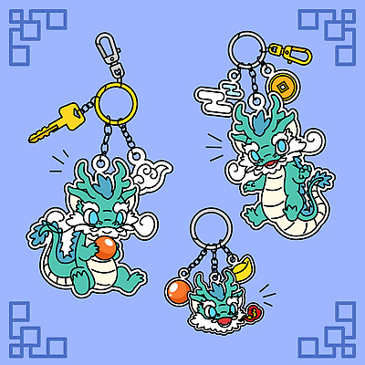 동물 캐릭터 전통 디자인 아시아 문화 예술 하늘색 일러스트 장식 파란색 오브젝트 팬시 아이템 몬스터 수집가 청룡 키링 국내일러스트 AI파일 직업 나라 컬러 용 파일형식 벡터 사방신