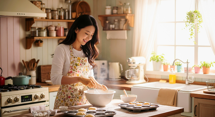 JPG 편집이미지 여자 행복 재료 가족 주방용품 디저트 요리 일상 햇빛 주방 시간 밀가루 제빵 요리중 의료성형뷰티 편집실사 AI포토 AI인물포토 AI콘텐츠 감정 음식 생활용품 관계 모션 사람 라이프 태양 제과제빵 가루 CG 파일형식