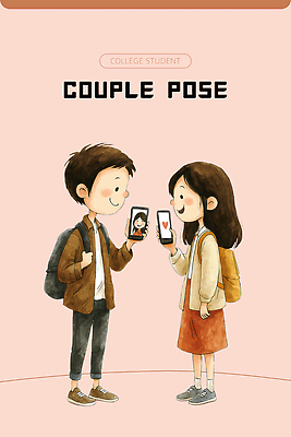 PSD 커플 행복 대학생 포즈 백그라운드 일러스트 따뜻함 사랑 미소 일상 친구 스마트폰 청춘 소중 소통 동아리 셰어링 국내일러스트 학생 감정 컨셉 관계 표정 라이프 핸드폰 스마트기기 파일형식 공유경제