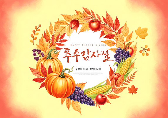 PSD 전통 기념일 컬러 단풍 겨울 일러스트 자연 호박 포도 옥수수 장식 여름 농작물 파티 축제 식사 수확 가을 감사 추수감사절 국내일러스트 계절 감정 기독교 잎 농업 채소 과일 곡류 이벤트 생태계 파일형식