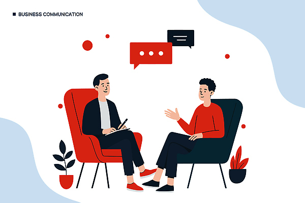 남자 생각 의자 일러스트 비즈니스 회의 커뮤니케이션 협력 아이디어 대화 여러명 사무실 환경 상담 의견 사교 전문 국내일러스트 AI파일 가구 다수 컨셉 말하기 사람 파일형식 벡터