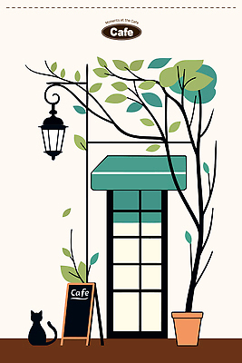 나무 디자인 예술 잎 일러스트 자연 휴식 출입구 조명 간판 일상 공간 카페 도시 분위기 편안함 방문 국내일러스트 AI파일 식물 컨셉 라이프 상점 감각 생태계 파일형식 벡터