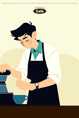 손 남자 커피 음료 일러스트 손짓 일상 컵 파란색 앞치마 카페 흰색 작업 분위기 집중 서비스 바리스타 에스프레소 조작 국내일러스트 AI파일 직업 식기 컬러 컨셉 모션 사람 라이프 신체부위 상점 파일형식 벡터