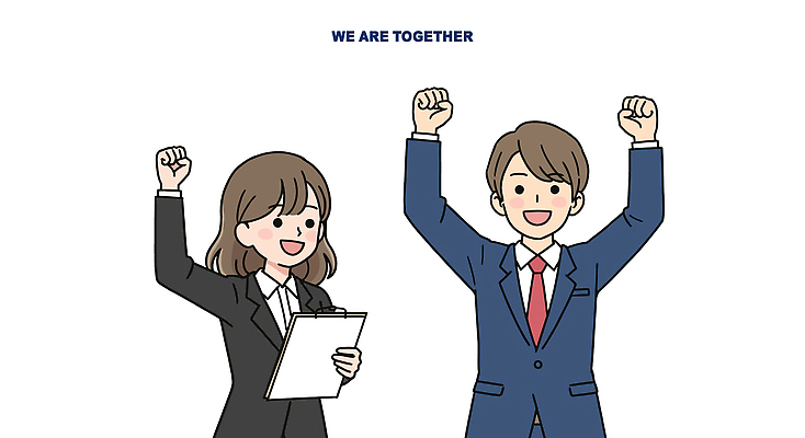 행복 일러스트 비즈니스 모션 성공 협력 직장 사람 정장 사무실 믿음 기쁨 축하 결과 동료 긍정 실적 의사소통 국내일러스트 AI파일 옷 감정 컨셉 회사 관계 파일형식 벡터