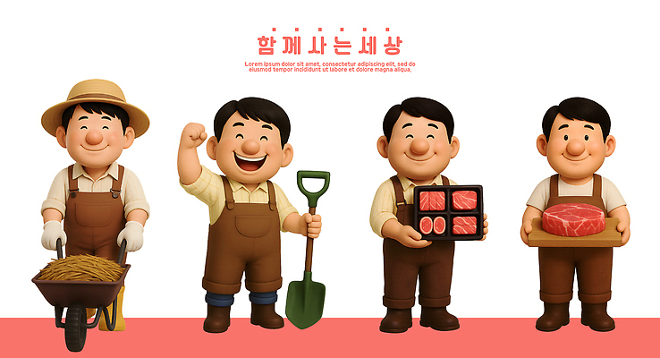 PSD 편집이미지 캐릭터 농업 협력 대화 손잡이 웃음 환경 농사 도구 작업 창의력 헬프 편집3D 산업 표정 말하기 3D 도움 파일형식