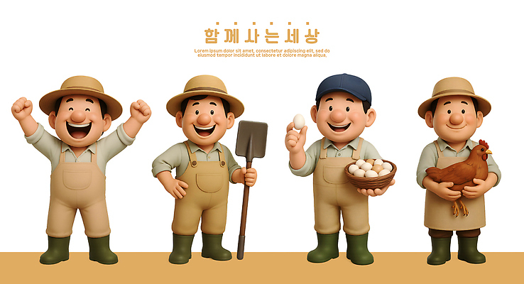 PSD 동물 편집이미지 캐릭터 모션 자연 표정 웃음 일상 농작물 농장 계란 기쁨 수확 닭 작업 농부 편집3D 직업 감정 농업 조류 라이프 3D 알 생태계 파일형식