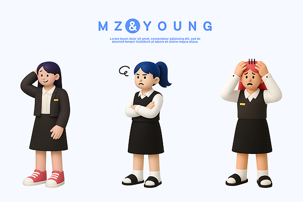 PSD 편집이미지 캐릭터 학생 디자인 감정 학교 협력 친구 유치원 표현 중학교 불만 당황 고심 편집3D 교육 컨셉 관계 3D 파일형식