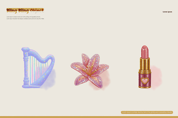 PSD 디자인 패션 꽃 악기 분홍색 컬러 일러스트 장식 매력적 립스틱 화려 그림 작품 하프 뷰티풀 창의성 스타일 국내일러스트 식물 음악 컨셉 현악기 미술 화장품 파일형식