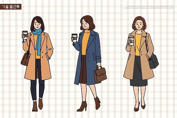 디자인 옷 여자 패션 커피 컬러 일러스트 모션 거리 일상 유행 걷기 외투 카페 가을 분위기 편안함 오브젝트 모던 스타일 국내일러스트 AI파일 계절 음료 컨셉 상의 사람 라이프 상점 감각 파일형식 벡터