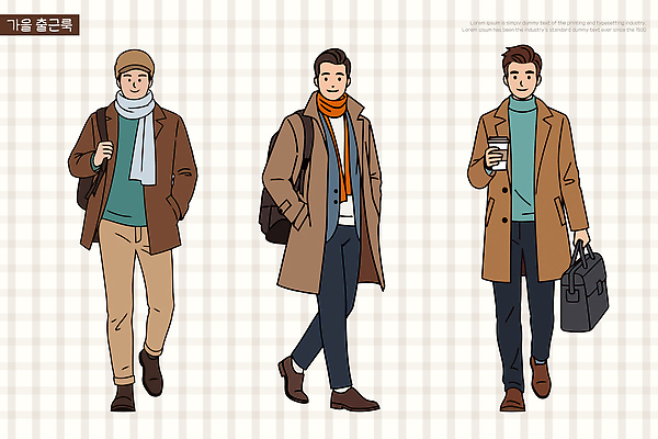 모자 옷 패션 남자 커피 컬러 일러스트 장신구 거리 따뜻함 캐주얼 스카프 외투 가을 청바지 분위기 편안함 손전화 스타일 국내일러스트 AI파일 잡화 계절 음료 컨셉 상의 바지 사람 손짓 목도리 감각 파일형식 벡터
