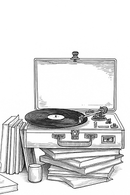 JPG 디자인 문화 예술 음악 일러스트 취미 생활 책 인테리어 독서 빈티지 분위기 클래식 편안함 감성 레코드플레이어 창의성 기획사 국내일러스트 AI일러스트 AI콘텐츠 컨셉 회사 문화예술 감각 파일형식