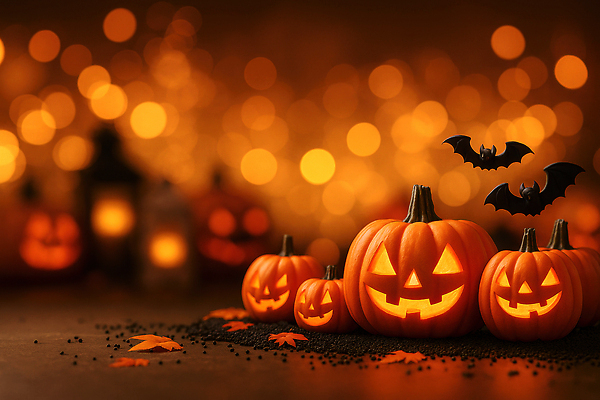 JPG 편집이미지 감정 예술 백그라운드 잎 호박 조명 장식 빛 파티 축제 할로윈 가을 분위기 박쥐 이미지편집 AI컴퓨터그래픽 AI콘텐츠 식물 계절 컨셉 채소 포유류 이벤트 파일형식
