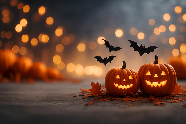 JPG 나무 편집이미지 낙엽 야경 촛불 호박 조명 풍경 장식 축제 할로윈 가을 분위기 박쥐 색감 이미지편집 AI컴퓨터그래픽 AI콘텐츠 식물 계절 컨셉 잎 채소 초 포유류 야간 파일형식 풍경_경치