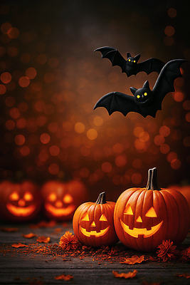 JPG 편집이미지 컬러 호박 조명 미소 풍경 장식 축제 어둠 할로윈 가을 유령 즐거움 공포 박쥐 이미지편집 AI컴퓨터그래픽 AI콘텐츠 계절 감정 채소 포유류 표정 파일형식