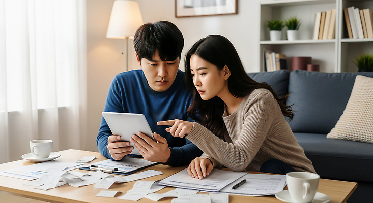 JPG 편집이미지 부부 커피 탁자 주택 대화 생활 태블릿 카페 조직 계획 분석 검사_조사 상담 문서 재정 의료성형뷰티 편집실사 AI포토 AI인물포토 AI콘텐츠 커플 음료 가구 컨셉 말하기 건물 전자제품 스마트기기 상점 CG 파일형식