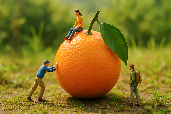 JPG 편집이미지 여자 남자 과일 자연 놀이 풍경 야외 여름 농장 모형 탐험 파란배경 조경 편집실사 AI컴퓨터그래픽 AI콘텐츠 계절 백그라운드 농업 사람 파란색 CG 생태계 파일형식