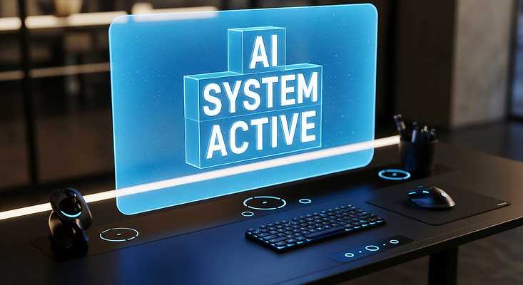 JPG 편집이미지 디자인 조명 컴퓨터 사무실 디지털 공간 키보드 마우스 모던 하이테크 시스템 AI_인공지능 이미지편집 AI컴퓨터그래픽 AI콘텐츠 비즈니스 기술 전자제품 컴퓨터용품 파일형식