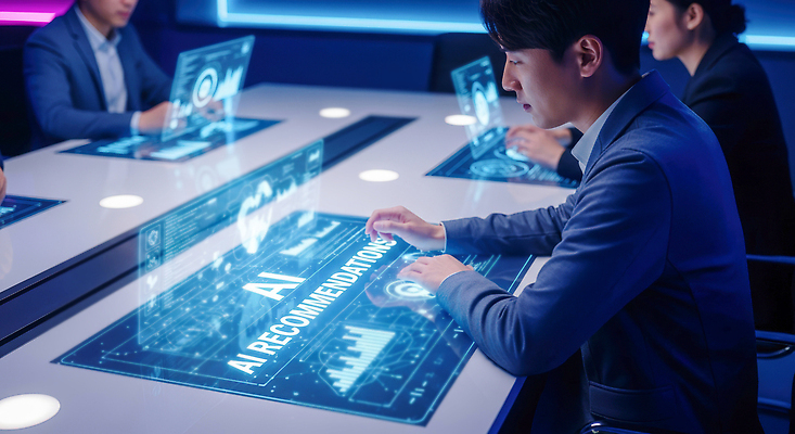 JPG 편집이미지 비즈니스 회의 협력 기술 정보기술 스크린 정보 발표 분석 혁명 의사결정 터치스크린 의료성형뷰티 AI_인공지능 이미지편집 AI컴퓨터그래픽 AI콘텐츠 컨셉 파일형식